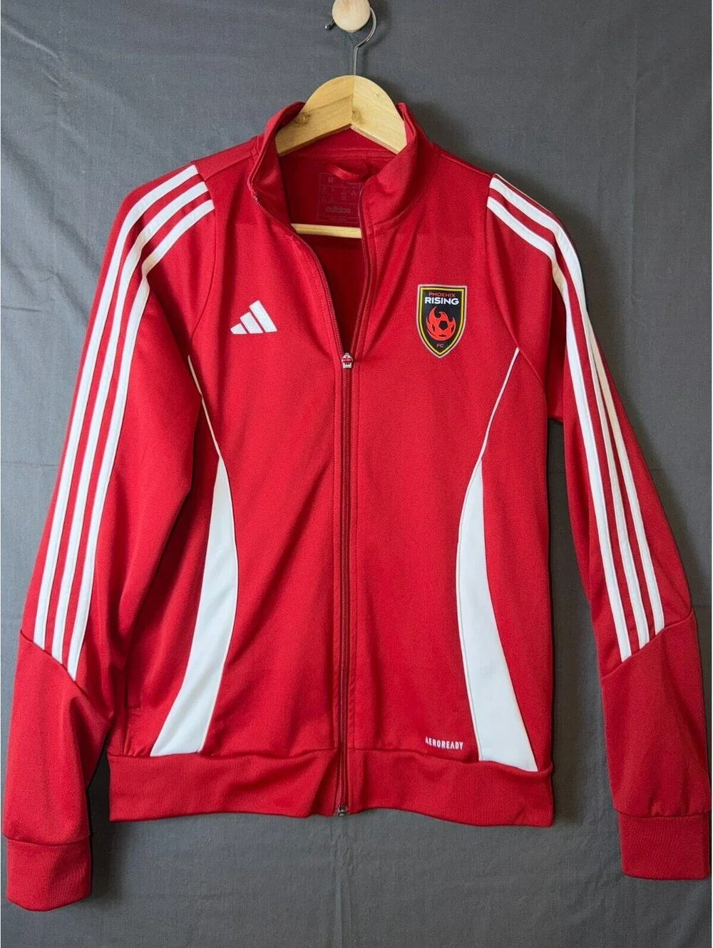 Adidas Phoenix Rising FC Track Jacket Medium M Red Aeroready Soccer Full Zip 11